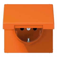 Kontaktligzda SCHUKO, 16 A 250 V ~, ar bērnu drošību un vāciņu, termoplasts, Serie LS, orange