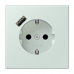 Kontaktligzda SCHUKO 16 A 250 V ~, USB pieslēgvieta 1 x Typ A, ar bērnu drošību, Serie LS, céruléen pale