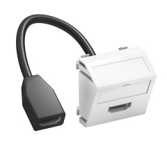 Multimedia Adapteris, HDMI ar kabeli, rozete-rozete 45x45mm, PC, dzidri balts, 9010 MTS-HD F RW1