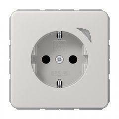 Kontaktligzda SCHUKO, 16 A 250 V ~, skrūvju spailes, ar indikātoru un bērnu drošību, termoplasts, gaiši pelēks