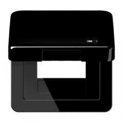 Rozetes vāks ar centrālplati, simbols lādētājs, vertikālā un horizontālā montāža, Serie CD, melns