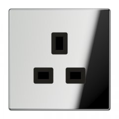 Kontaktligzda, 13 A 250 V ~, skrūvju spailes BS 1363-1, 4 mm2, ar bērnu drošību, hromēts metāls, Serie LS,