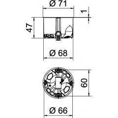 HW ierīču kārba hermētiska Ø68mm, H47mm HG 47-L