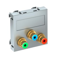 Media adapteris video tulpe 3x vietīgs, rozete-rozete 45x45mm, PC, alumīnija lakots MTG-3R F AL1