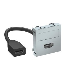 Multimedia Adapteris, HDMI ar kabeli, rozete-rozete 45x45mm, PC, alumīnija lakots MTG-HD F AL1