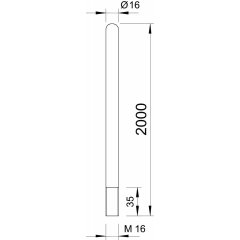 Zibensuztveršanas stienis ar vītnes savienojumu 2000mm, Alu 101 ALU-2000
