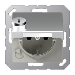 Kontaktligzda SCHUKO, 16 A 250 V ~, ar bērnu drošību un vāciņu, ar drošības slēdzeni, termoplasts krāsots, Serie A, alumīnijs