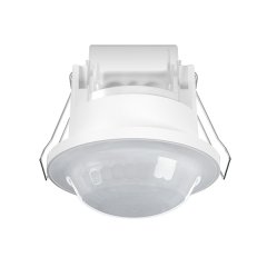 Ceiling-mounted presence detector BASIC EXPRESS PD 360° 08 IR 1C FM IP23 WH, range approx. Ø 8 m, zero-cross switching, remote controllable