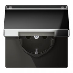 Kontaktligzda SCHUKO, 16 A 250 V ~, marķējams, ar bērnu drošību un vāciņu, hromēts metāls, Serie LS, glanzchrom