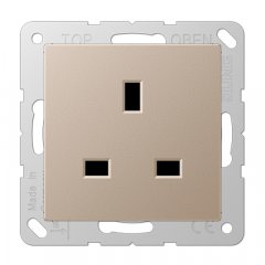 Kontaktligzda 13 A 250 V ~, skrūvju spailes BS 1363-1, 4 mm2, ar bērnu drošību, Serie A, šampanieša krāsā