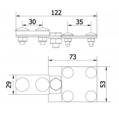 Kontrol kleme apaļdzelzs/plakandzelzs 4xM6x16 30mm d5-8mm