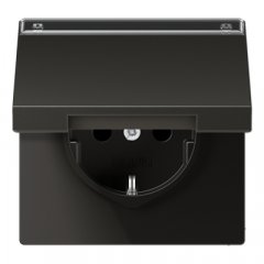 Kontaktligzda SCHUKO, 16 A 250 V ~, marķējams, ar bērnu drošību un vāciņu, Aluminium krāsots, Serie LS, antracīts