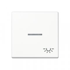 Taustiņs 1-viet, ar indikācijas logu, ar spuldzes simbolu, termoplasts, Serie A, balts