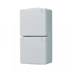 Kontaktligzda dubultā SCHUKO, 16 A 250 V ~, ar vāciņu, vertikāla montāža, IP 44, WG 600