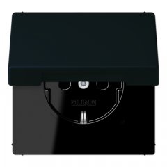 Kontaktligzda SCHUKO, 16 A 250 V ~, ar vāciņu, Serie LS, noir d'ivoire