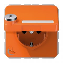 Kontaktligzda SCHUKO, 16 A 250 V ~, ar bērnu drošību un vāciņu, ar drošības slēdzeni, termoplasts, Serie CD, orange