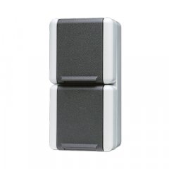 Kontaktligzda dubultā SCHUKO, 2 kabeļu ievadi 16 A 250 V ~, ar vāciņu, vertikāla montāža, IP 44, WG 800