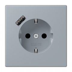Kontaktligzda SCHUKO 16 A 250 V ~, USB pieslēgvieta 1 x Typ A, ar bērnu drošību, Serie LS, gris clair 59