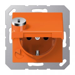 Kontaktligzda SCHUKO, 16 A 250 V ~, ar bērnu drošību un vāciņu, ar drošības slēdzeni, termoplasts, Serie AS, orange