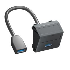 Media adapteris,USB 3.0 A-A ar kabeli, rozete-rozete 45x45mm, PC, pelēkmelna, 7021 MTS-U3A F SWGR1