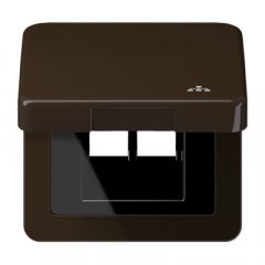 Rozetes vāks ar centrālplati, ar simbolu LAN, vertikālā un horizontālā montāža, Serie CD, brūns