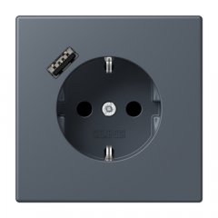 Kontaktligzda SCHUKO 16 A 250 V ~, USB pieslēgvieta 1 x Typ A, ar bērnu drošību, Serie LS, gris fonce 59