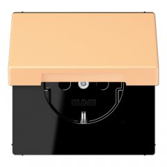 Kontaktligzda SCHUKO, 16 A 250 V ~, ar bērnu drošību un vāciņu, termoplasts krāsots, Serie LS, terre sienne claire 59