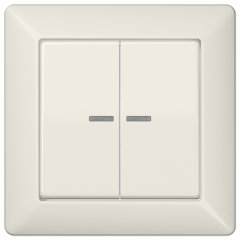 Taustiņs 2-viet ar indikācijas logu, ar rāmi, duroplasts, Serie AS, ziloņkaula