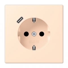 Kontaktligzda SCHUKO 16 A 250 V ~, USB pieslēgvieta 1 x Typ C, ar bērnu drošību, Serie LS, terre sienne pâle