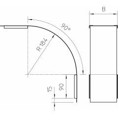 Vāks 90° vert.pagriezienam uz leju B600mm, St, DD