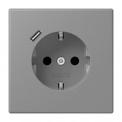 Kontaktligzda SCHUKO 16 A 250 V ~, USB pieslēgvieta 1 x Typ C, ar bērnu drošību, Serie LS, gris 31