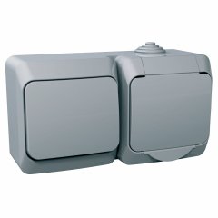 Cedar Plus - vienas kontaktligzdas puseE+1 polu 2 virzienu slēdzis - 16A(X), pelēks