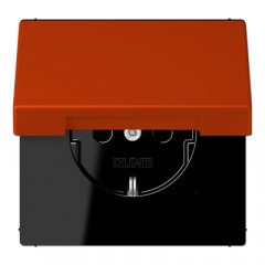 Kontaktligzda SCHUKO, 16 A 250 V ~, ar bērnu drošību un vāciņu, termoplasts krāsots, Serie LS, rouge vermillon 59