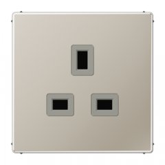 Kontaktligzda  13 A 250 V ~, skrūvju spailes BS 1363-1, 4 mm2, ar bērnu drošību, Serie LS, krāsa nerūsējošais tērauds