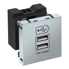 USB Lādētājs Uzlādes strāva 2,1A 45x45mm, PC, alumīnija lakots MTG-2UC2.1 AL1