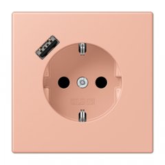Kontaktligzda SCHUKO 16 A 250 V ~, USB pieslēgvieta 1 x Typ A, ar bērnu drošību, Serie LS, rose clair