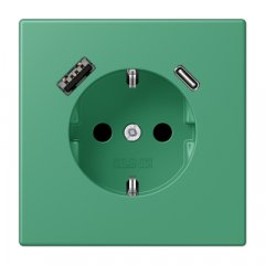 Kontaktligzda SCHUKO 16 A 250 V ~, USB pieslēgvieta 1 x Typ A + 1 x Typ C, ar bērnu drošību, Serie LS, vert 59