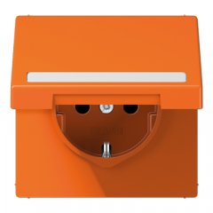 Kontaktligzda SCHUKO, 16 A 250 V ~, marķējams, ar bērnu drošību un vāciņu, termoplasts, Serie LS, orange