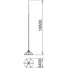 Zibensuztverēja stienis 19 metrīgs masts + statīvs 19500mm, V2A, 1.4301 irod 19