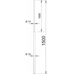 Zibensuztveršanas stienis patievināts 1500mm, Alu 101 VL1500