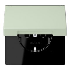 Kontaktligzda SCHUKO, 16 A 250 V ~, ar bērnu drošību un vāciņu, termoplasts krāsots, Serie LS, vert anglâis pale