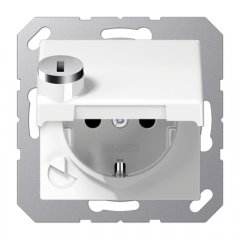 Kontaktligzda SCHUKO, 16 A 250 V ~, ar bērnu drošību un vāciņu, ar drošības slēdzeni, termoplasts, Serie AS, balts