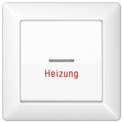 Taustiņs 1-viet, ar indikācijas logu, apkures slēdzim ar uzrakstu, ar rāmi, duroplasts, Serie AS, balts