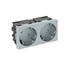 Kontaktligzda 33°, divvietīga aizsargkontakts, Connect 45 250V, 10/16A, PC, alumīnija lakots STD-D3SC AL2