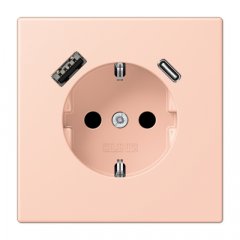 Kontaktligzda SCHUKO 16 A 250 V ~, USB pieslēgvieta 1 x Typ A + 1 x Typ C, ar bērnu drošību, Serie LS, l'ocre rouge clair