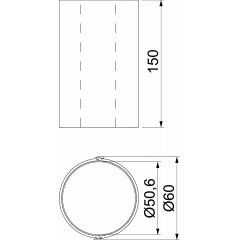 Ugunsdroša pāreja ar iekšejo pārklajumu 51x150mm, PVC, pelēks CTS 06150