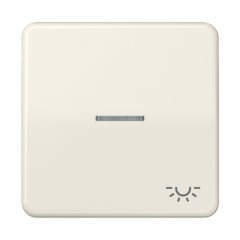 Taustiņs 1-viet, ar indikācijas logu, ar spuldzes simbolu, duroplasts, Serie CD, ziloņkaula