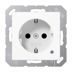 Kontaktligzda SCHUKO, 16 A 250 V ~, ar indikātoru, ar bērnu drošību, termoplasts, Serie AS/A, balts