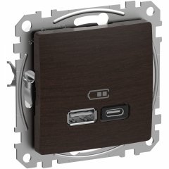 USB lādētājs A+C, Sedna Design & Elements, 3A, 45W, venge koks