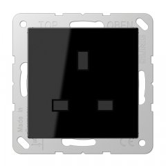 Kontaktligzda 13 A 250 V ~, skrūvju spailes BS 1363-1, 4 mm2, ar bērnu drošību, duroplasts, Serie A, melns